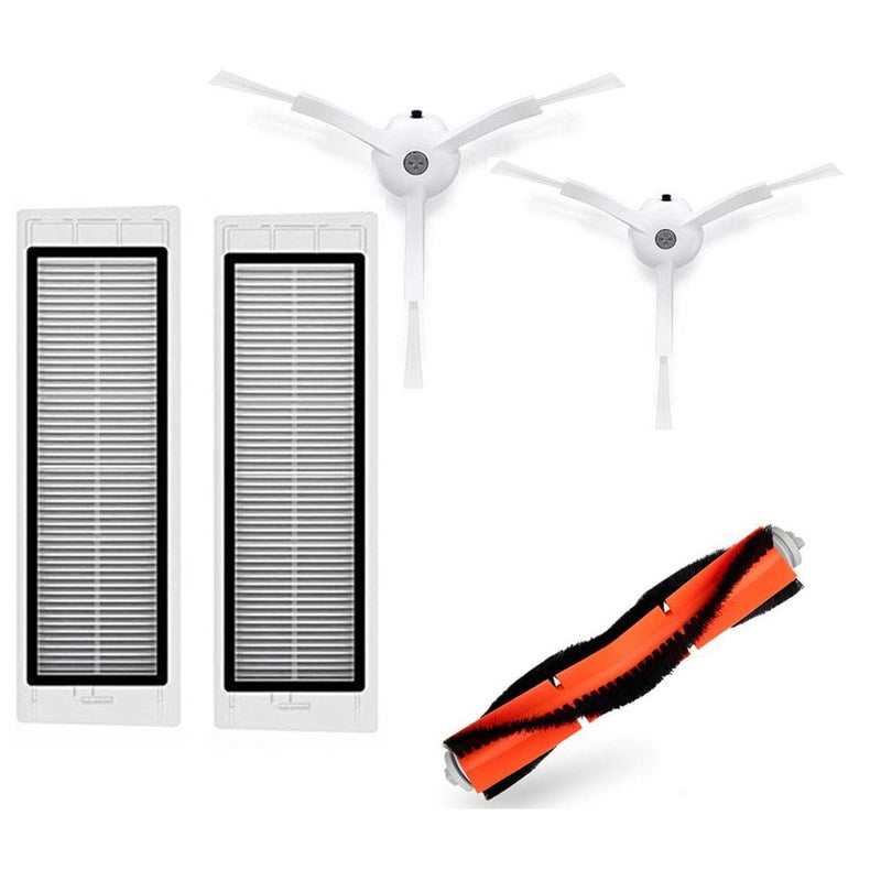 xcivi Replacement Parts Kit HEPA Filters, Side Brushes and Rolling Brush Compatible with Xiaomi MiJia1 1S Roborock Xiaowa S50 S51 S55 S5 E20 E25 C10 T6 T60 T65 Robot Vacuum Cleaner (5) - Image 1